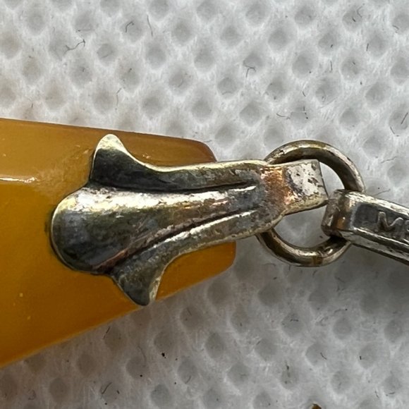 VINTAGE BALTIC BUTTERSCOTCH INCLUSION AMBER STONE PENDANT SOVIET USSR - Picture 14 of 16